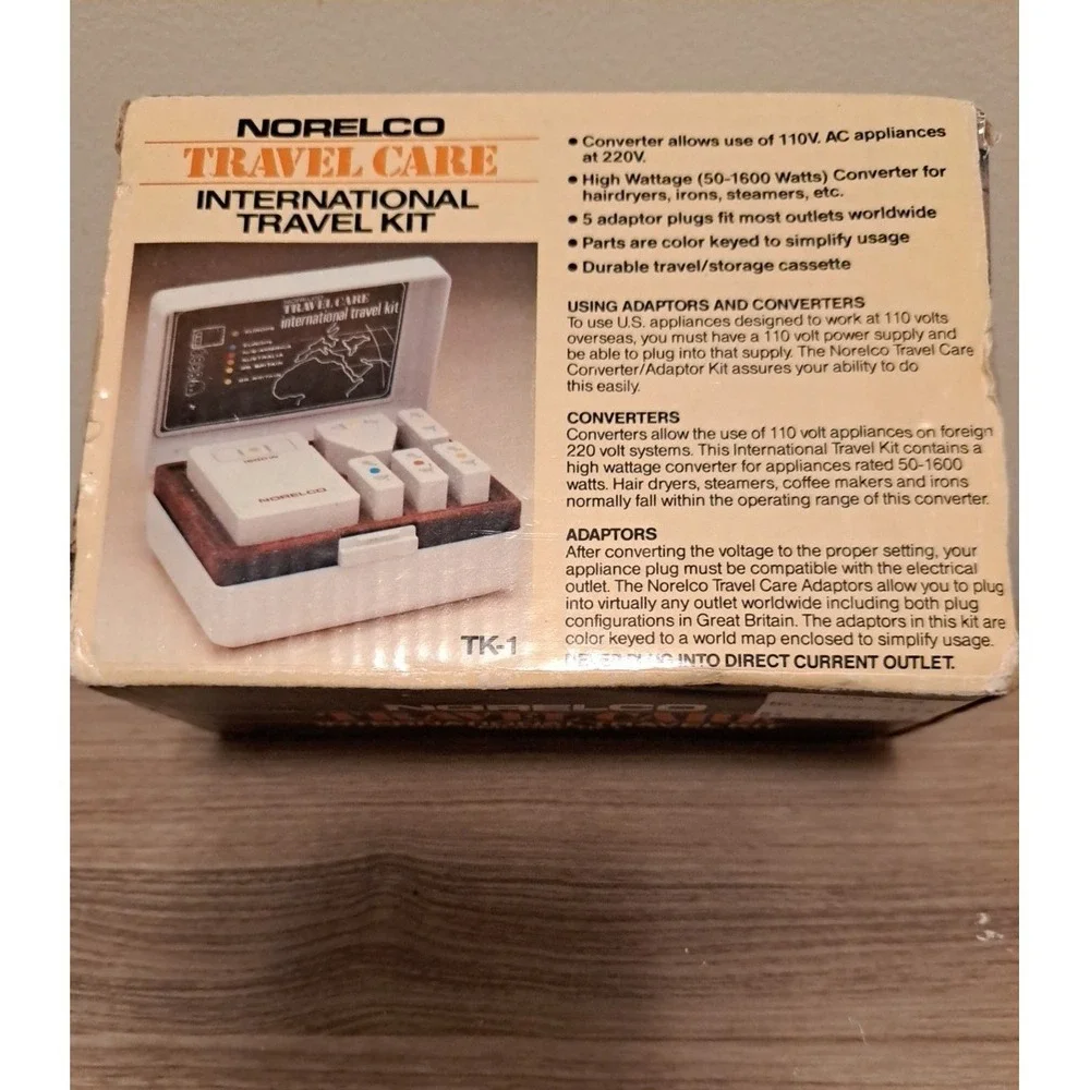Norelco Travel Care TK1 Plug International European Travel Converter Adapter Kit
